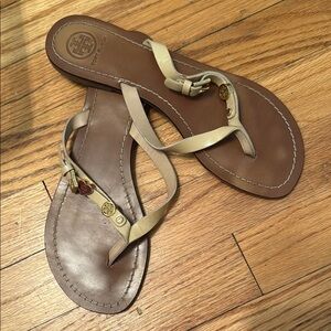 Tory Burch Tan and Brown Sandals with Thong Design